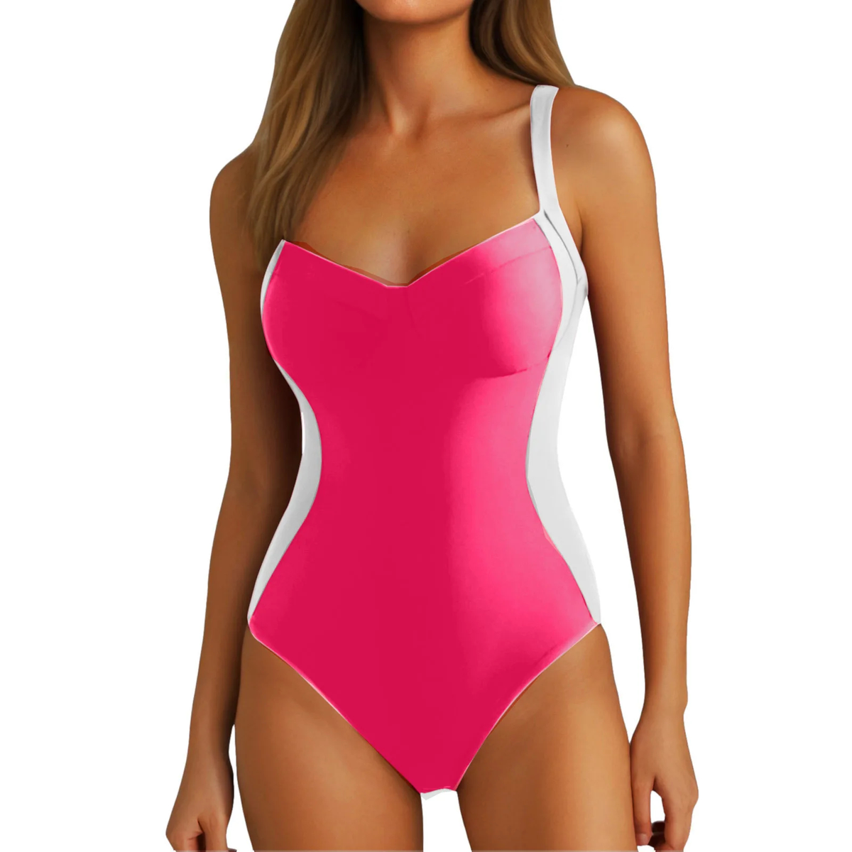 Contrast Panel Lace-Up Swimsuit
